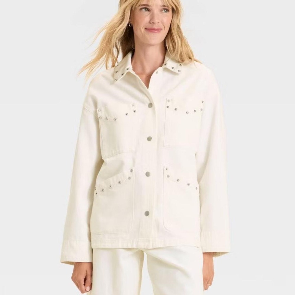 Universal Thread While Oversized Studded Denim Jacket